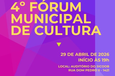 O ICSL, em parceria com o Conselho Municipal de Política Cultural, realizará no dia 29 de abril o 4º Fórum Municipal de Cultura